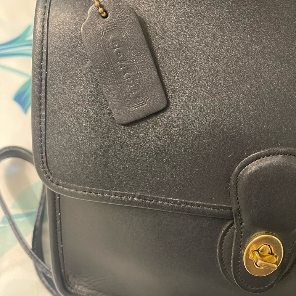 Rare Vintage 1993 Coach‎ Willis Bag Purse Satchel Navy - Picture 6 of 16